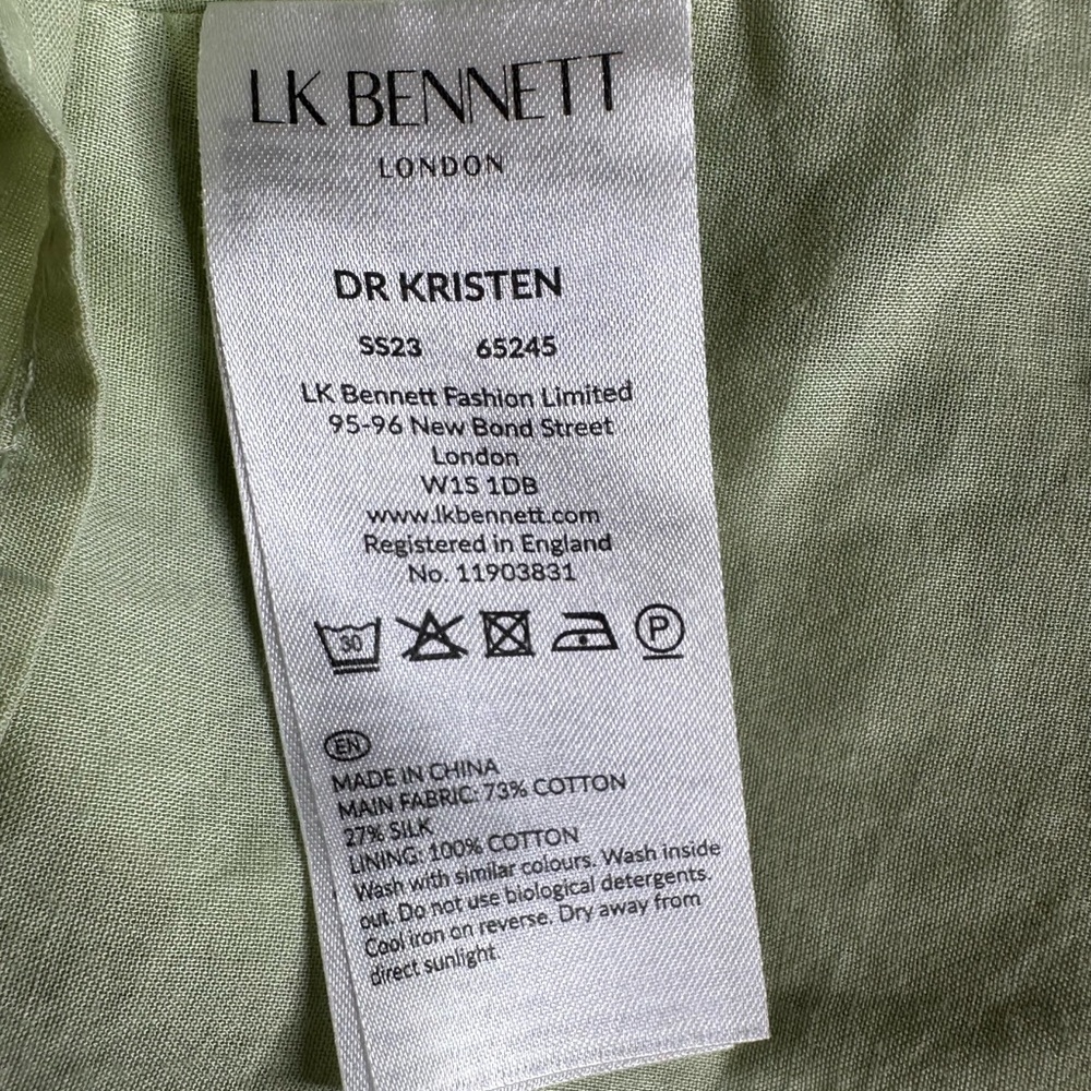 L.K. Bennett Women Dress Maxi Size 4  Green‎ Floral  V-Neck Backless Lined - Picture 16 of 16